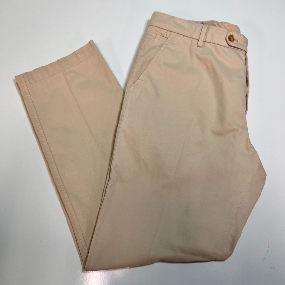 J. McLaughlin Men's Khaki Chino Pants Size 34x30 Beige Flat Front Portugal made
